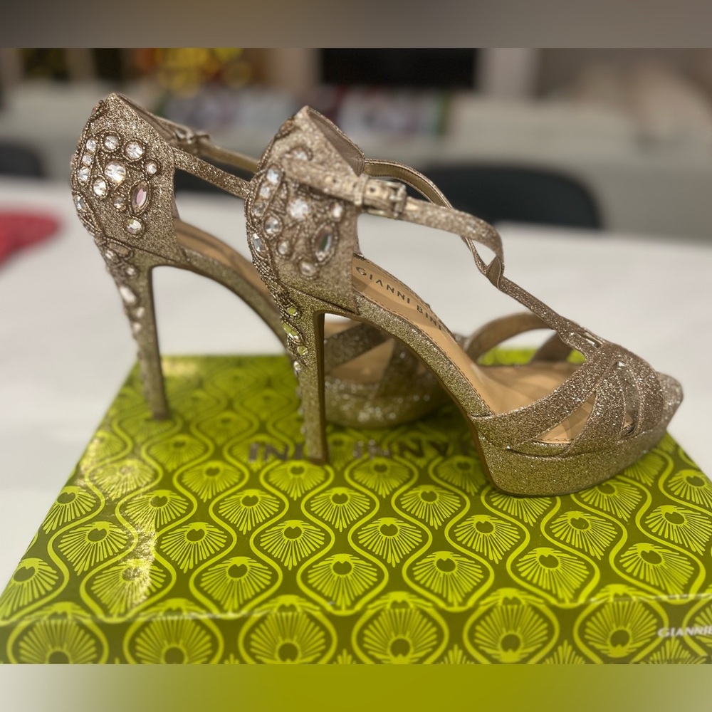 Gianni Biani Champagne Beeded Heals